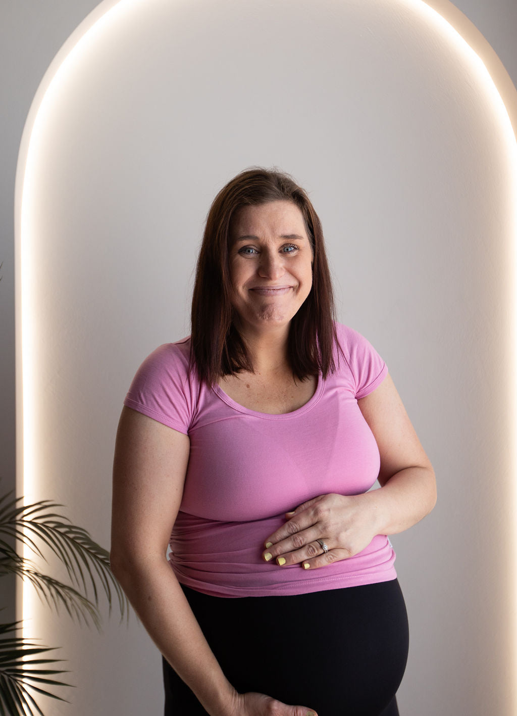 Born Maternity Short Sleeve Top (Light Pink)