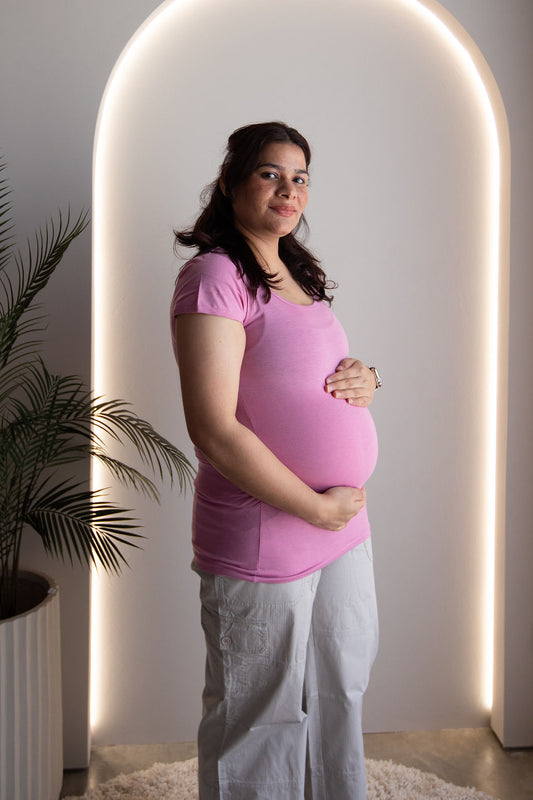 Born Maternity Short Sleeve Top (Light Pink)