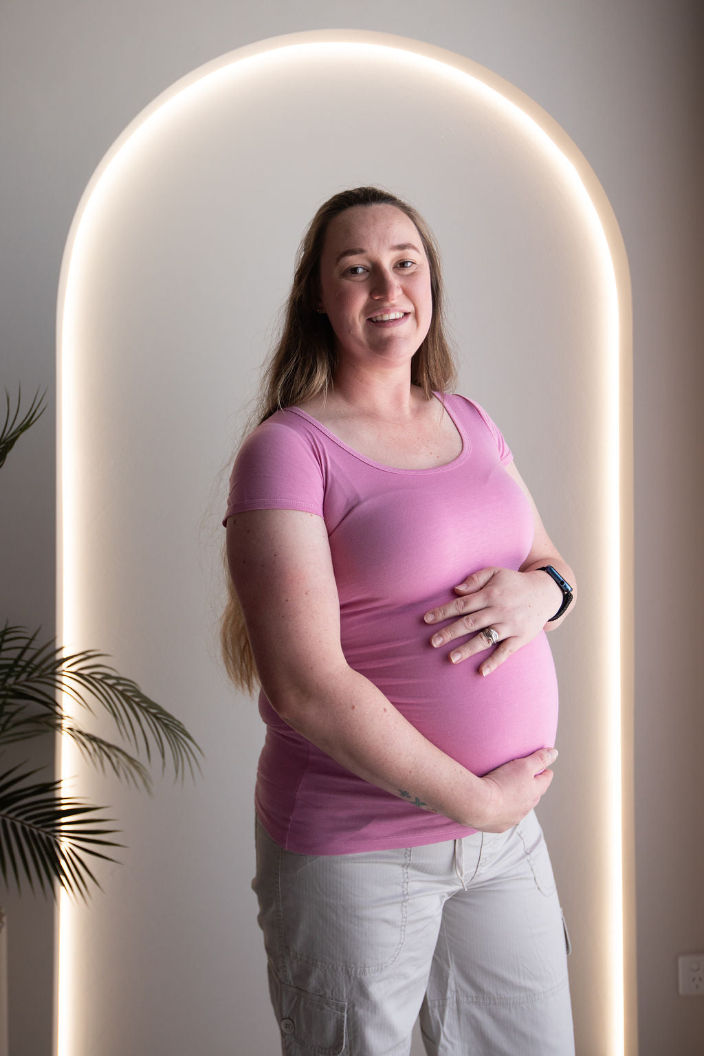 Born Maternity Short Sleeve Top (Light Pink)