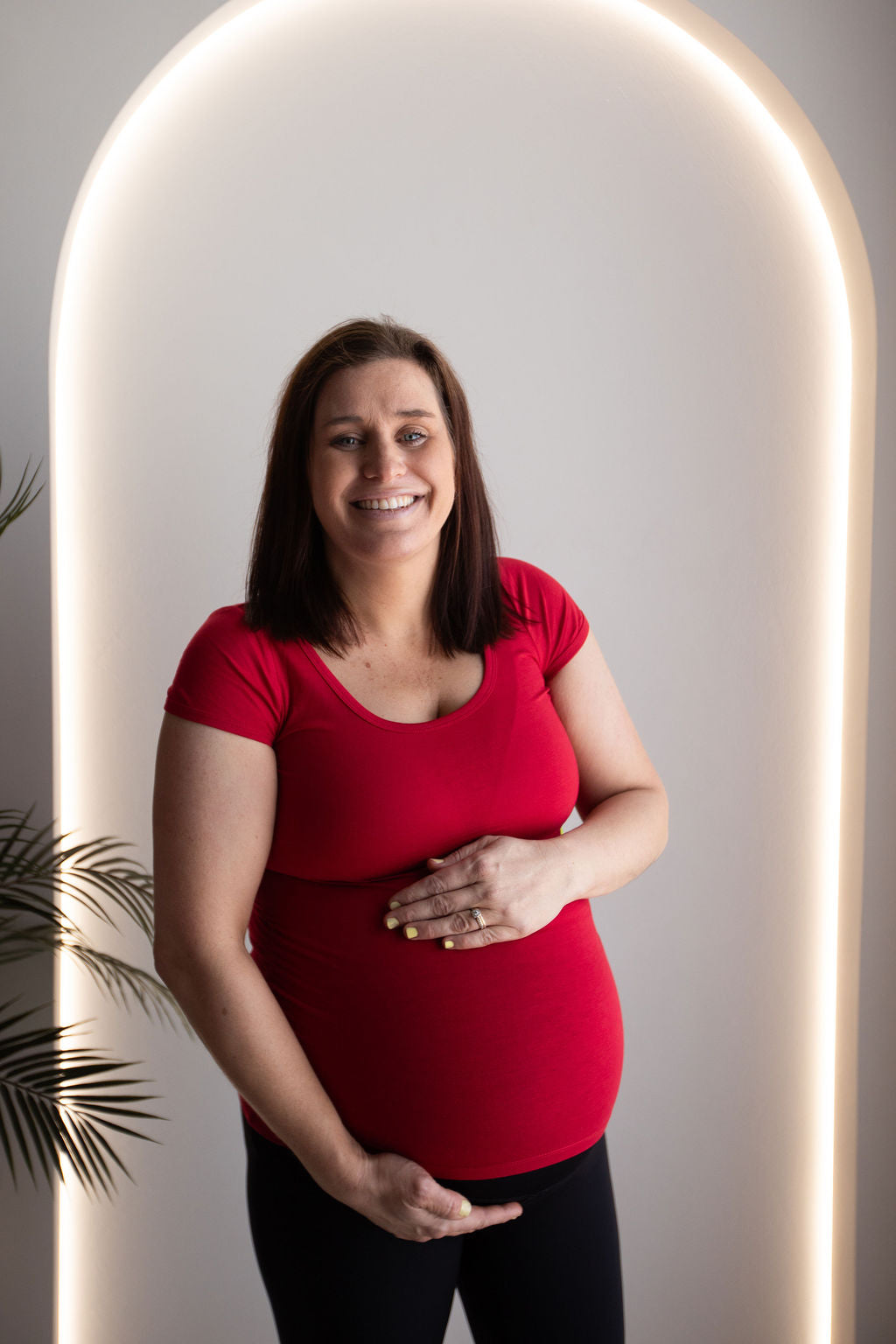 Born Maternity Short Sleeve Top (Red)