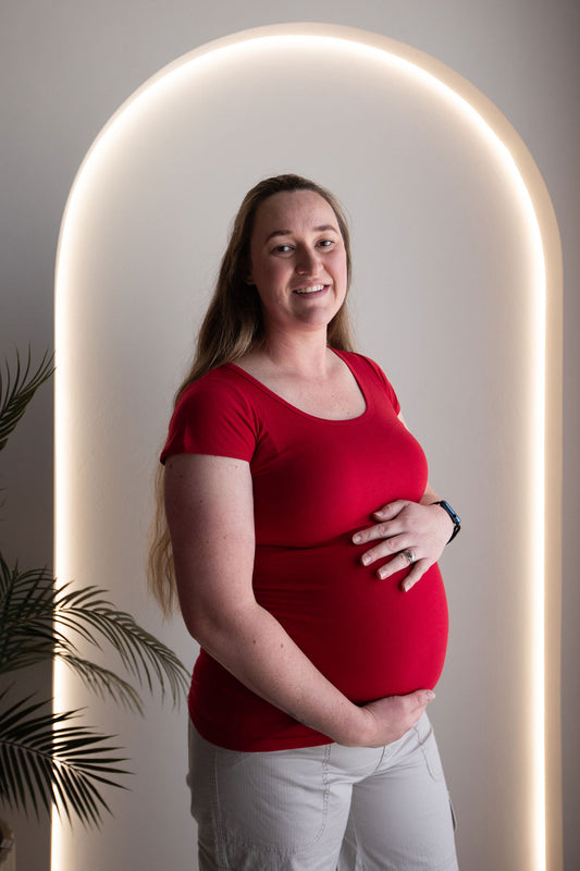 Born Maternity Short Sleeve Top (Red)