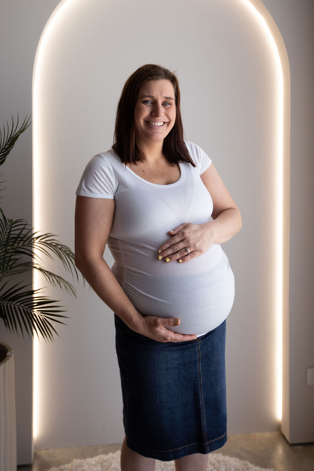 Born Maternity Over Belly Denim Skirt