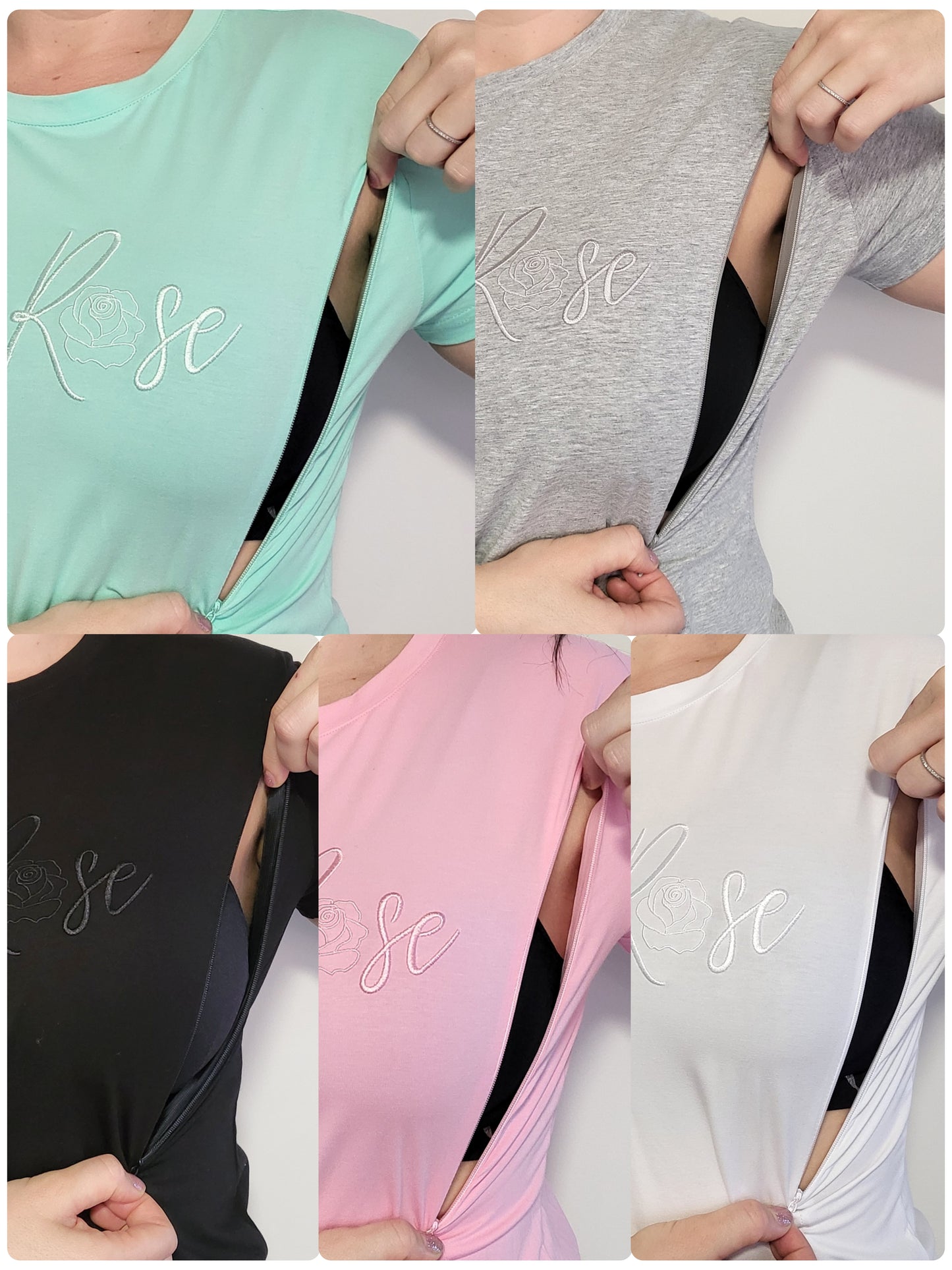 Sage Rose Feeding T-Shirt - Grey