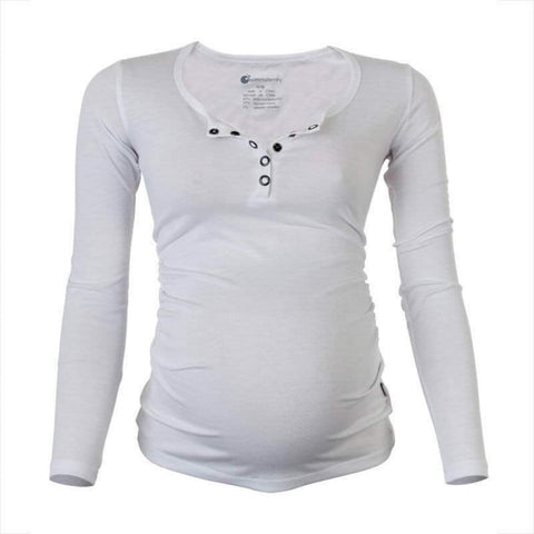 Born Maternity Casual Comfy Affordable Quality Long Sleeve Feeding Top White