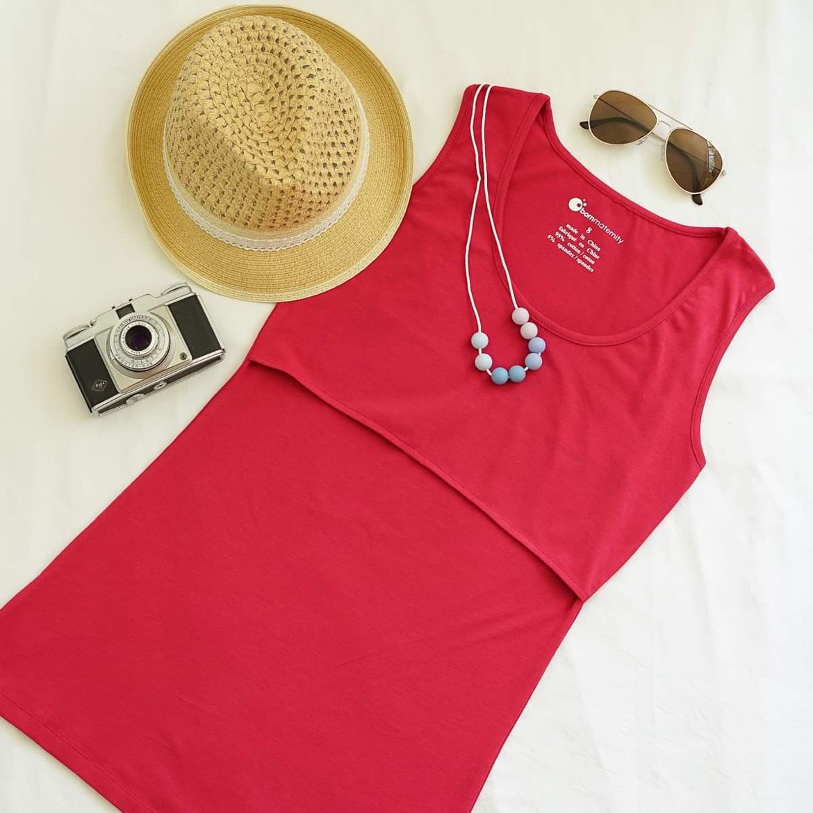 Born Maternity Breast Feeding Singlet (Red)