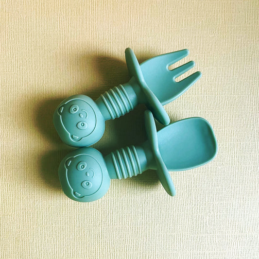 Mini Silicone Training Utensil Set - Green