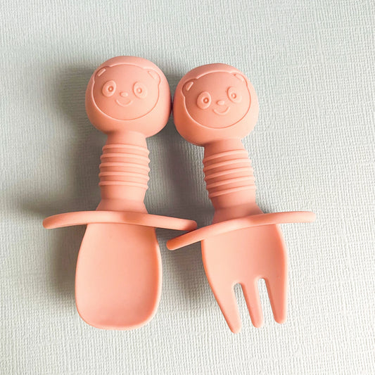 Mini Silicone Training Utensil Set - Pink