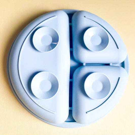 Silicone Divided Suction Plate - Blue