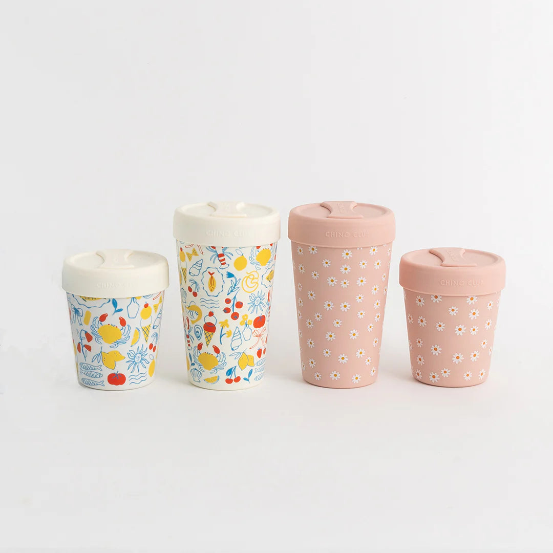 Chino Stainless Steel Coffee Cup 12oz - Pink Daisy