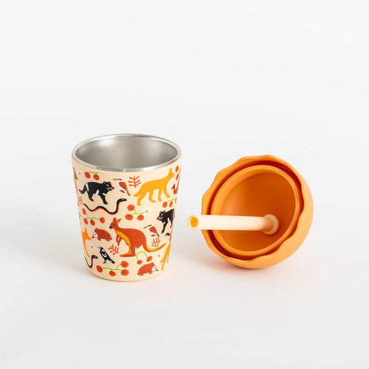 Chino Mini Smoothie Cup & Straw Aussie Animals