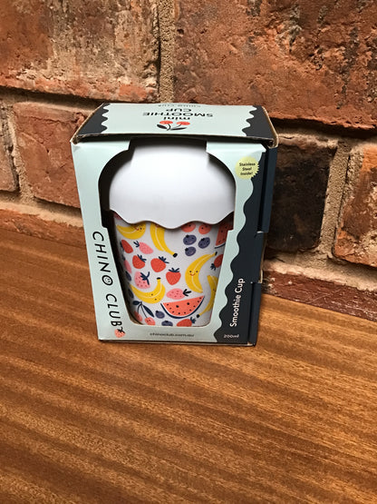 Chino Mini Smoothie Cup & Straw Fruits Blue