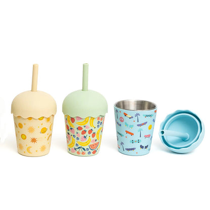 Chino Mini Smoothie Cup & Straw Skate Blue