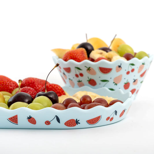 Chino Wavy Edge Silicone Bowl - Blue Fruits
