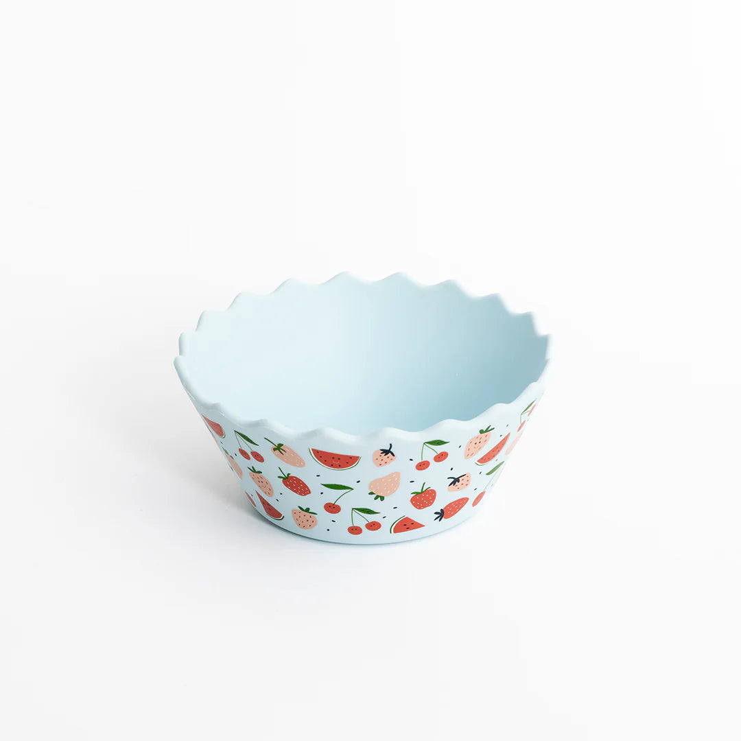 Chino Wavy Edge Silicone Bowl - Blue Fruits