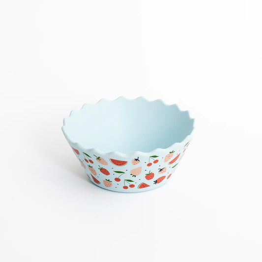 Chino Wavy Edge Silicone Bowl - Blue Fruits