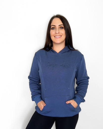 Sage Rose Feeding Hoodie - Blue