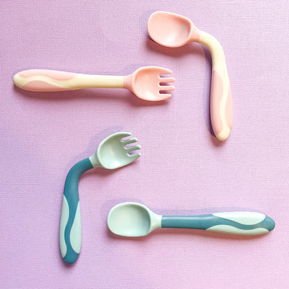 Bendable Silicone Cutlery with Travel Case - Pink
