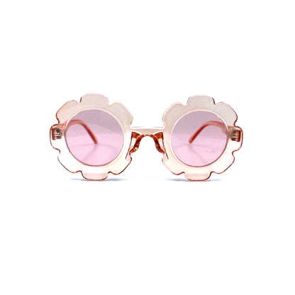 Sunglasses - Flower - Clear with pink lense