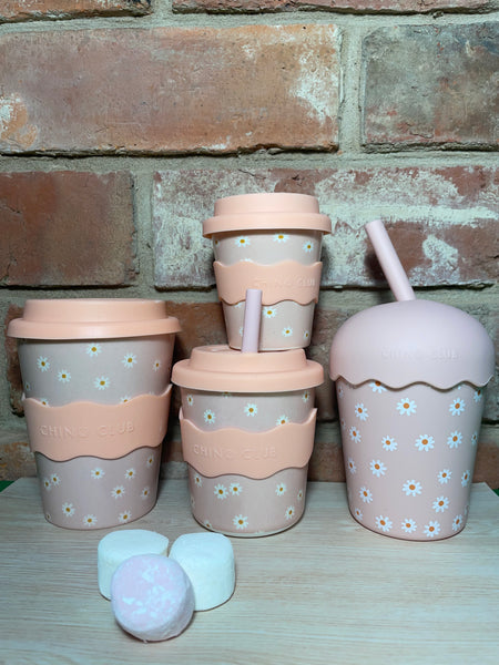 Chino Mini Smoothie Cup & Straw Pink Daisy