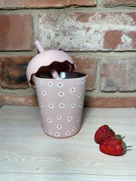 Chino Mini Smoothie Cup & Straw Pink Daisy