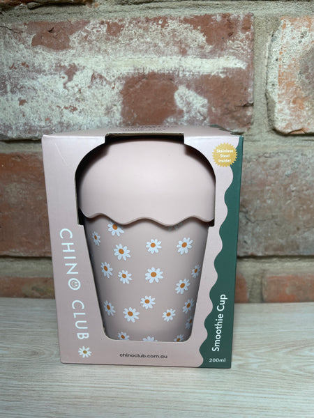 Chino Mini Smoothie Cup & Straw Pink Daisy