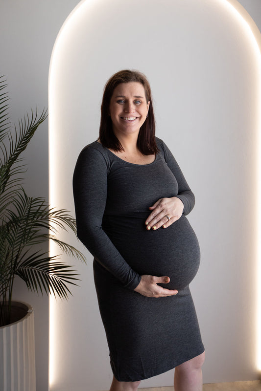 Born Maternity Long Sleeve Dress (Grey)