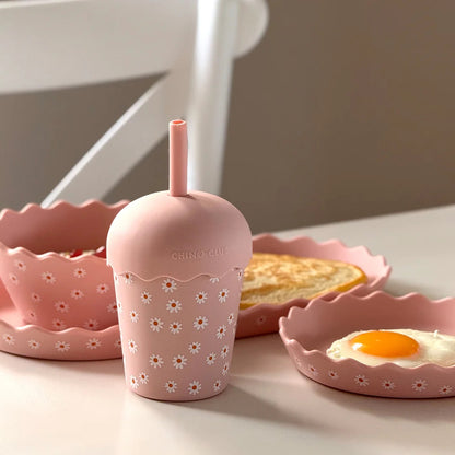 Chino Mini Smoothie Cup & Straw Pink Daisy