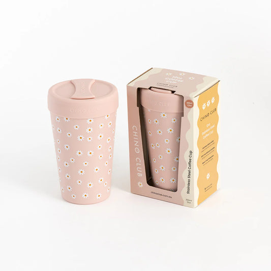 Chino Stainless Steel Coffee Cup 12oz - Pink Daisy