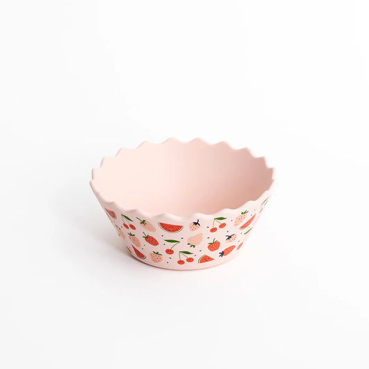 Chino Wavy Edge Silicone Bowl - Pink Fruits