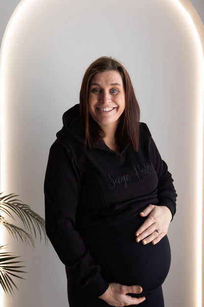 Sage Rose Feeding Hoodie - Black