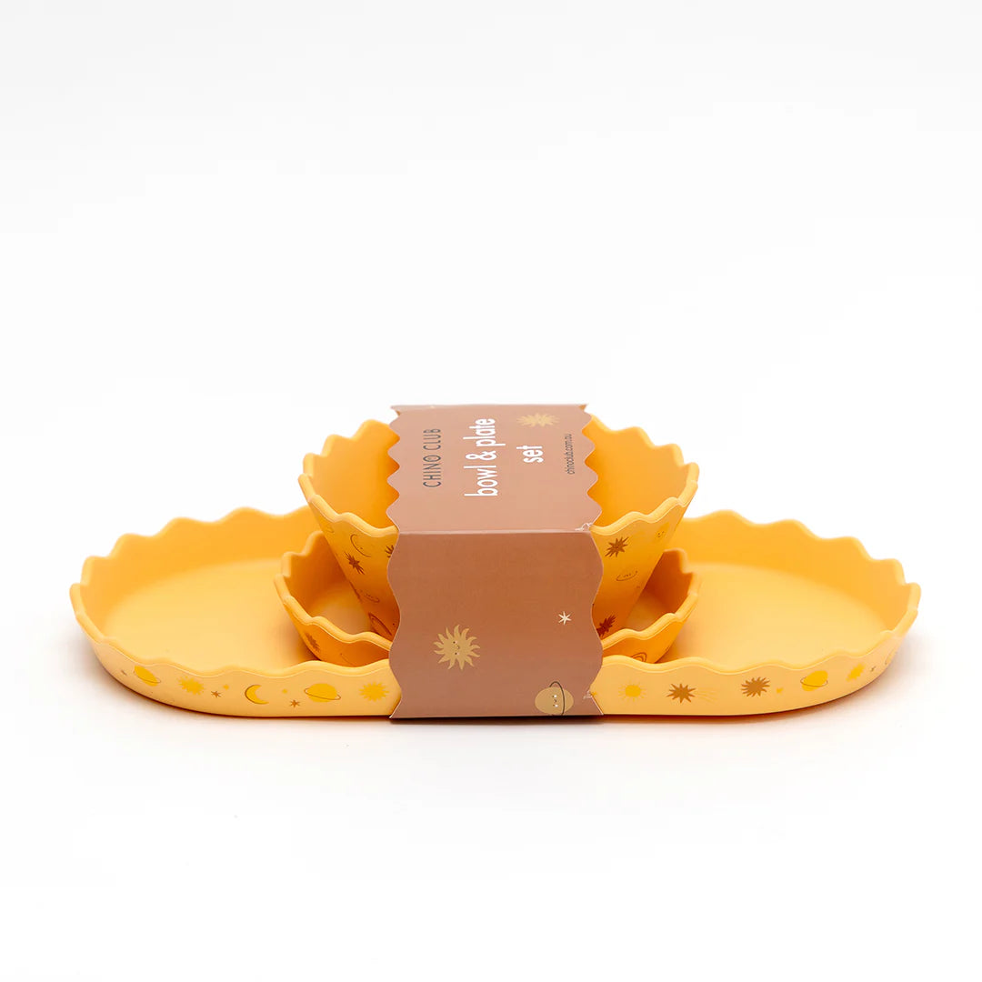 Chino Wavy Edge Silicone Bowl and Plate Set - Suns