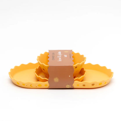 Chino Wavy Edge Silicone Bowl and Plate Set - Suns