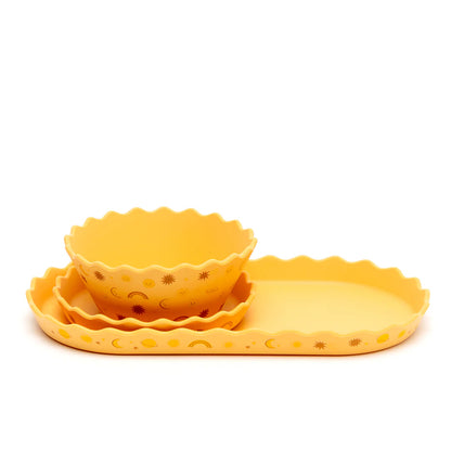 Chino Wavy Edge Silicone Bowl and Plate Set - Suns