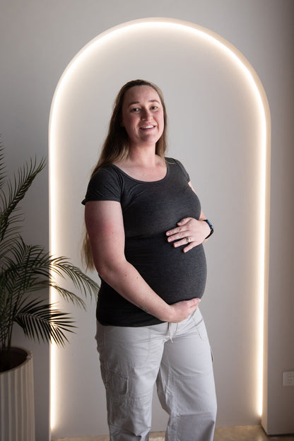 Born Maternity Short Sleeve Maternity Top (Dark Grey)