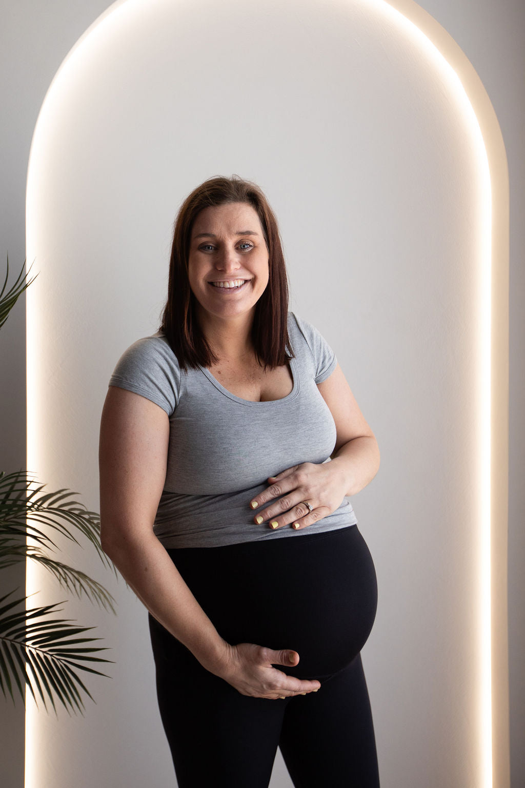 Born Maternity Short Sleeve Top (Light Grey)