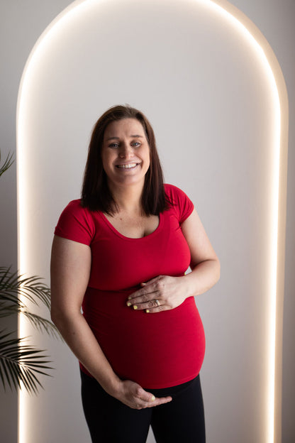 Born Maternity Short Sleeve Top (Red)