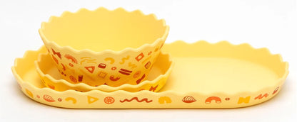 Chino Wavy Edge Silicone Bowl and Plate Set - Pasta