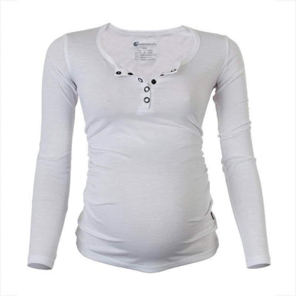 Born Maternity Casual Comfy Affordable Quality Long Sleeve Feeding Top White