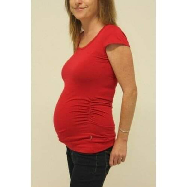Born Maternity Short Sleeve Top (Red)