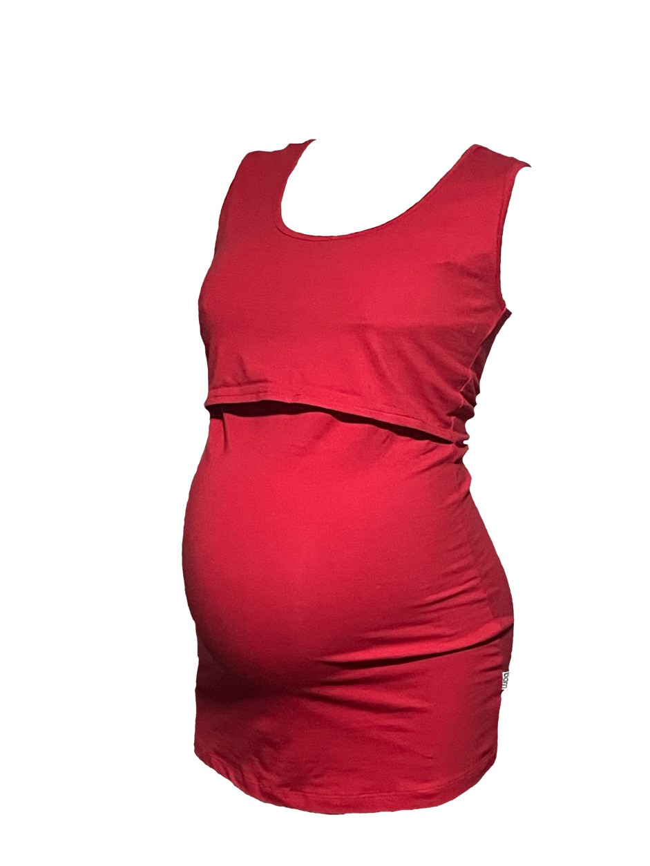 Born Maternity Casual Comfy Affordable Quality Feeding Singlet Top Red